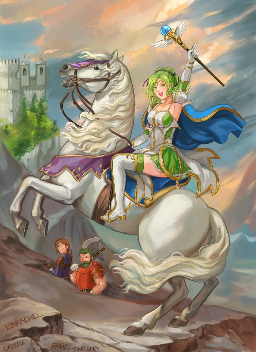 l'arachel, dozla, and rennac (fire emblem and 2 more) drawn by tamafry