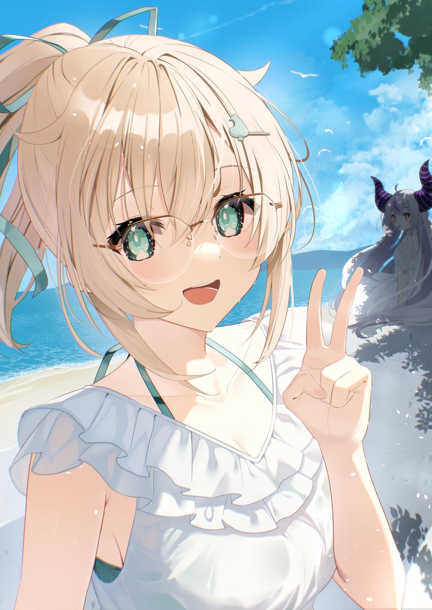 la+ darknesss and kazama iroha (hololive) drawn by borumete