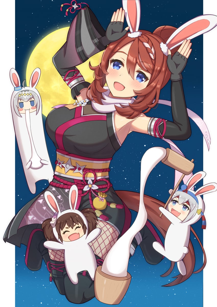 oguri cap, tamamo cross, inari one, and super creek (umamusume) drawn by yuru_010