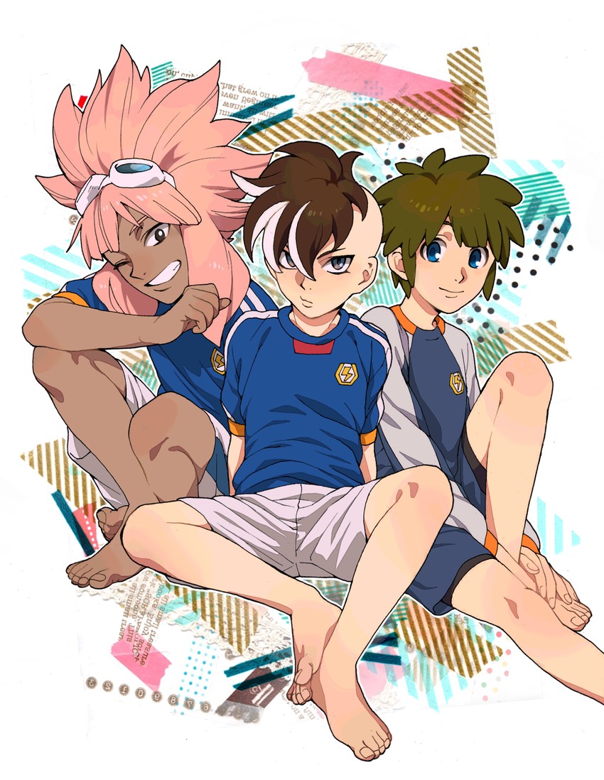 fudou akio, tsunami jousuke, and tachimukai yuuki (inazuma eleven) drawn by mosako