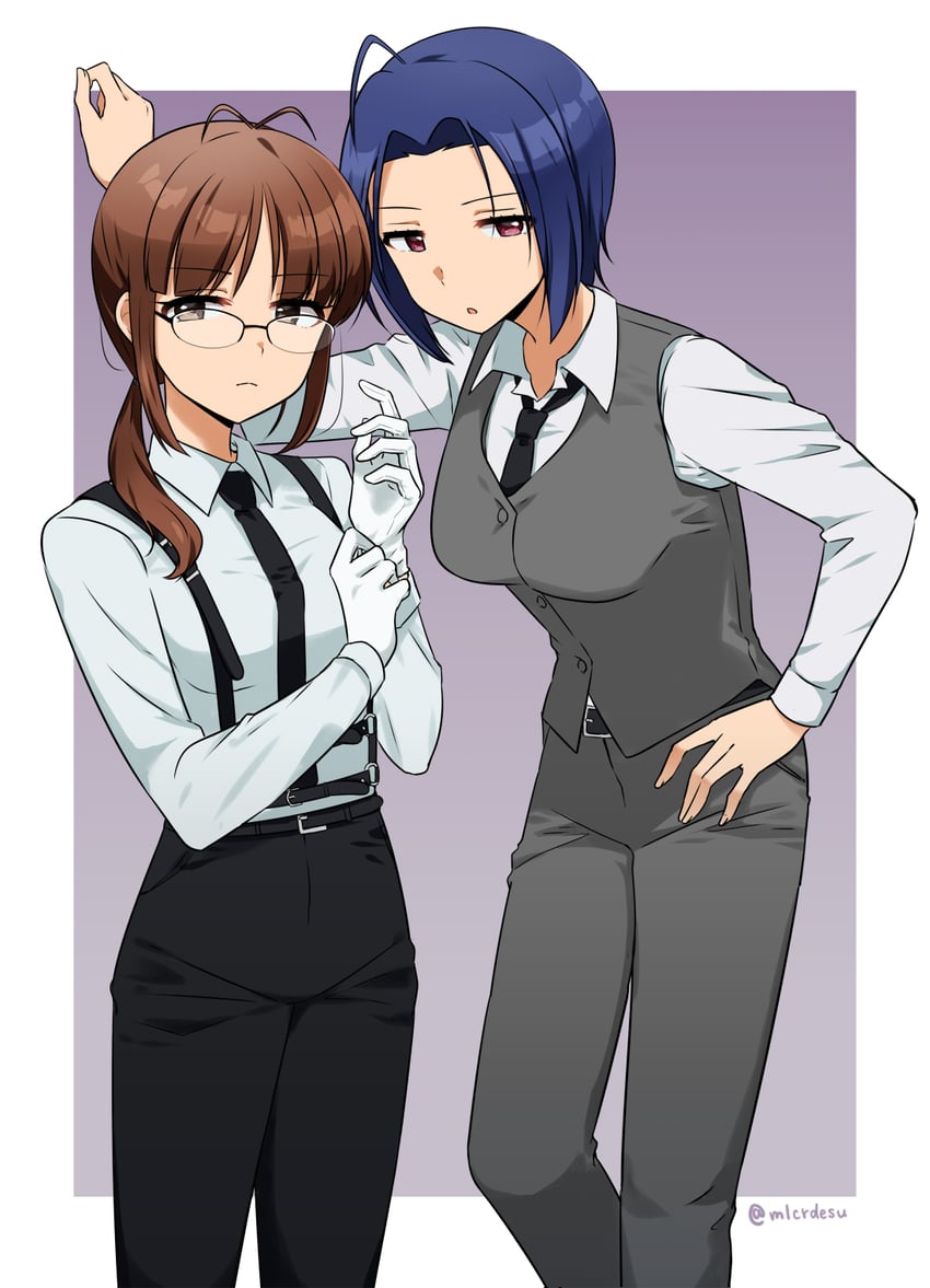 miura azusa and akizuki ritsuko (idolmaster and 2 more) drawn by merukyara