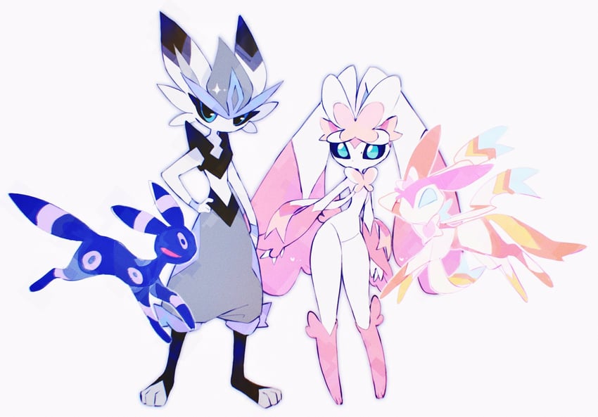 sylveon, umbreon, lopunny, and cinderace (pokemon) drawn by masayo_(skip)