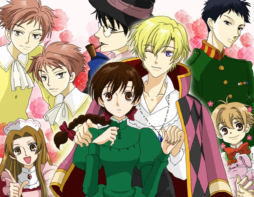 howl pendragon, sophie hatter, fujioka haruhi, calcifer, suou tamaki, and 8 more (studio ghibli and 2 more) drawn by hirotaijun