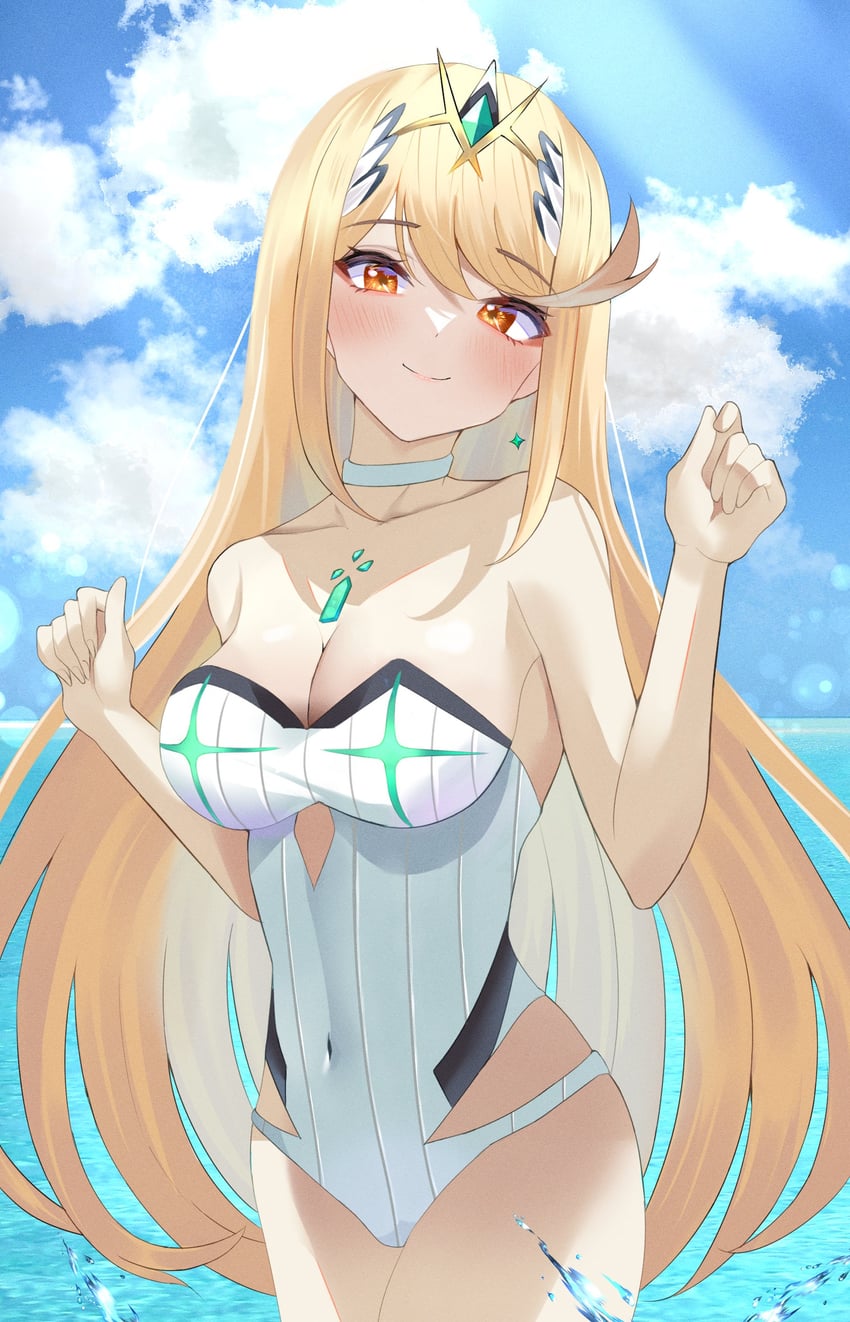 mythra (xenoblade chronicles and 1 more) drawn by kyaro_(wanu_14)