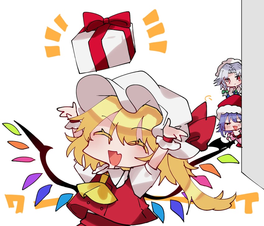remilia scarlet, flandre scarlet, and izayoi sakuya (touhou) drawn by miko_(miko030751)