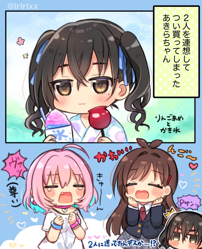 yumemi riamu, sunazuka akira, and tsujino akari (idolmaster and 1 more) drawn by nitro_(lrlrxx)