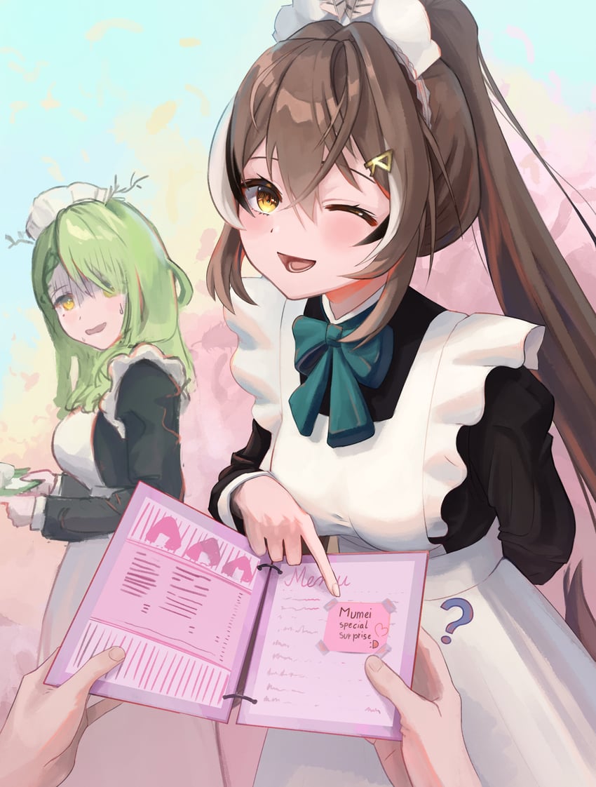 nanashi mumei and ceres fauna (hololive and 1 more) drawn by besi_(besidoesart)