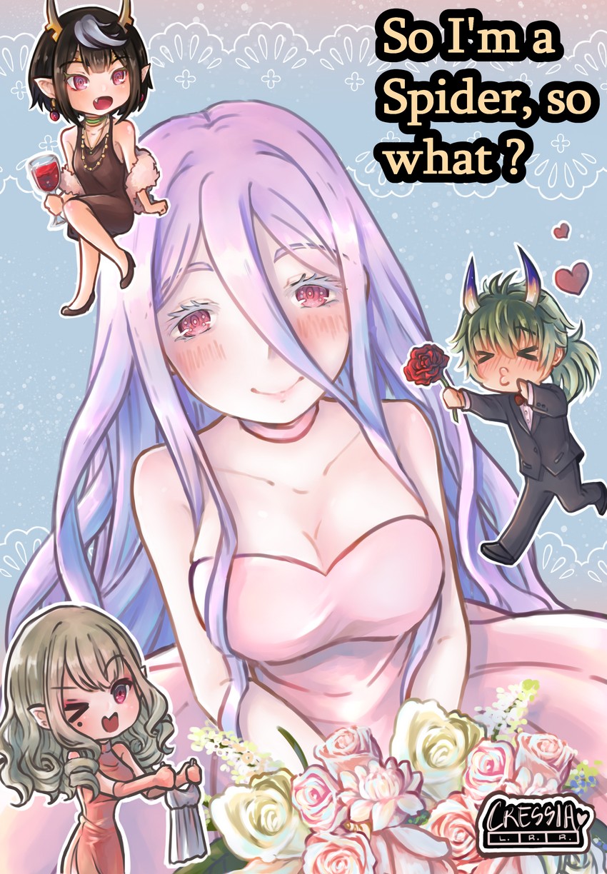shiraori, ariel, sophia keren, and wrath (kumo desu ga nani ka?) drawn by cressia-lrr