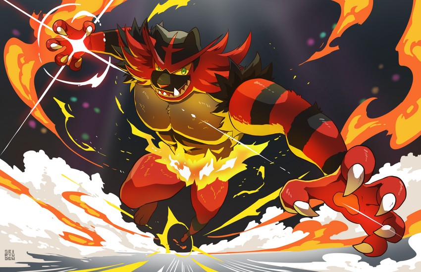 incineroar (pokemon and 1 more) drawn by sei_(seiryuuden)