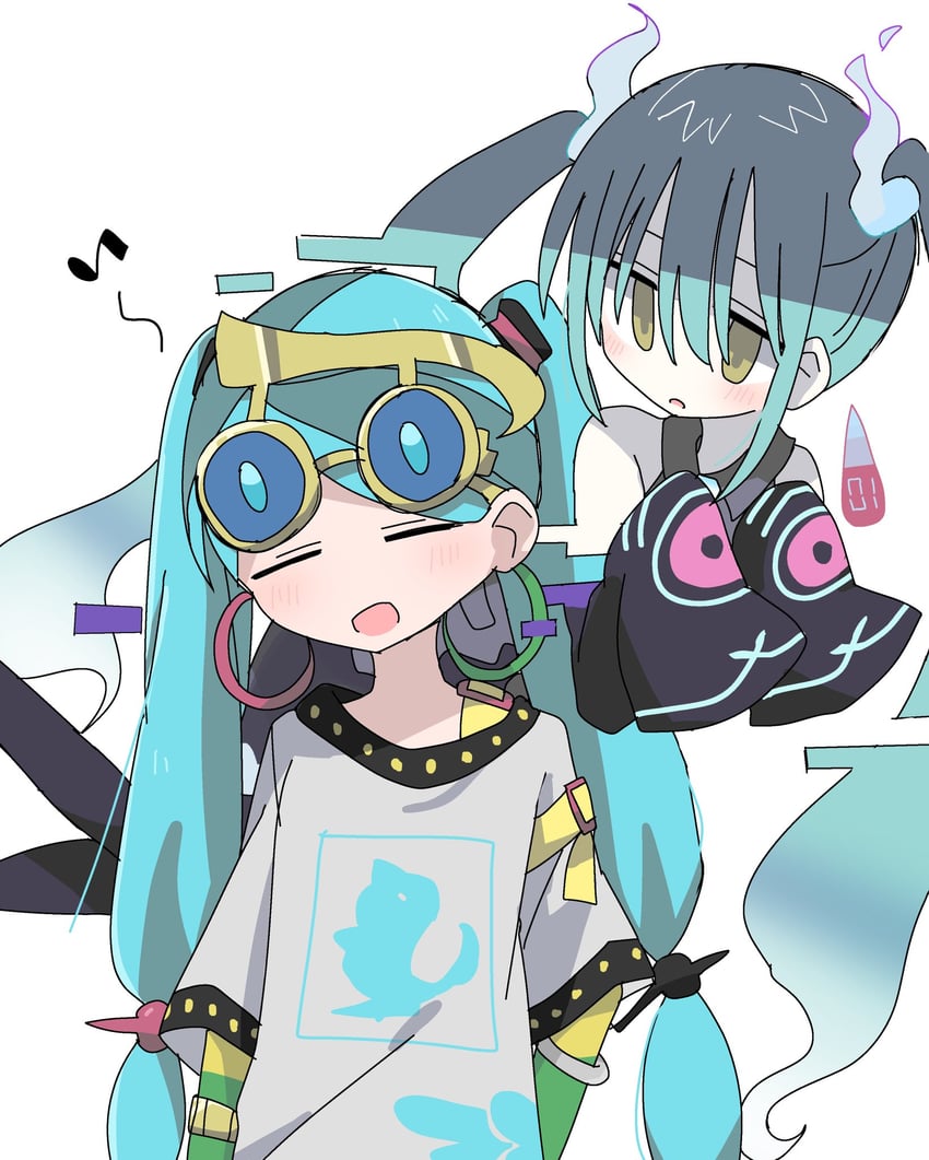 hatsune miku, ghost miku, and normal miku (pokemon and 2 more) drawn by sameno_(dona2oisii)