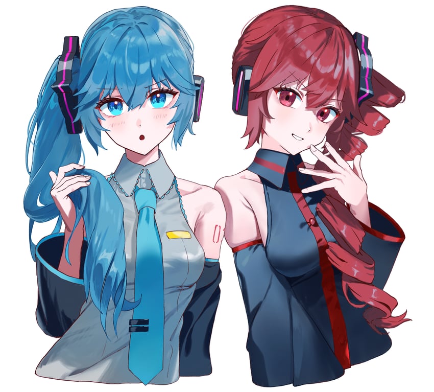 hatsune miku and kasane teto (vocaloid and 1 more) drawn by mire_esan