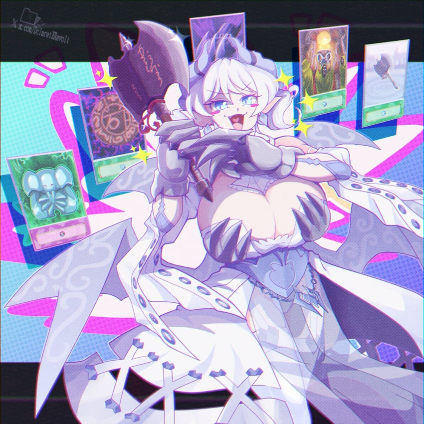 lovely labrynth of the silver castle, megamorph, metalmorph, mage power, and lucky iron axe (yu-gi-oh!) drawn by dclaret