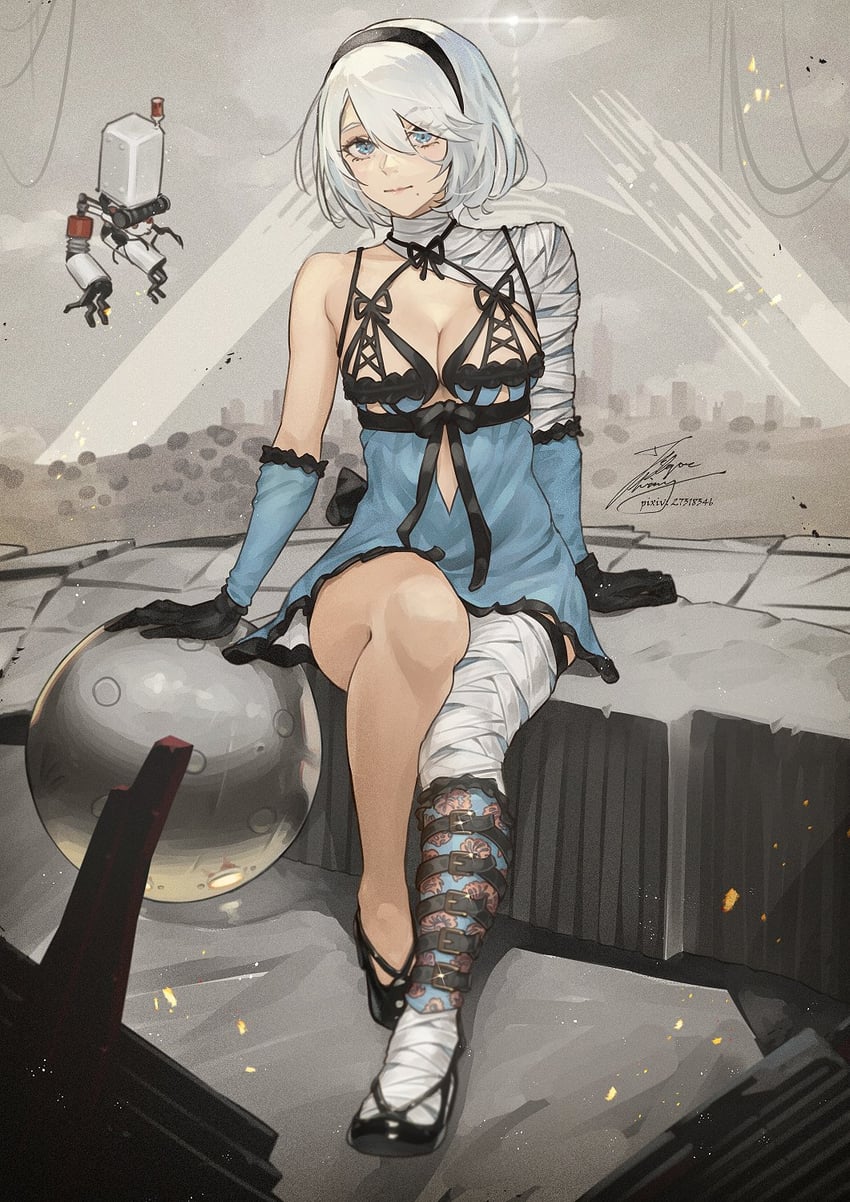 2b, pod, and kaine (nier:automata and 1 more) drawn by fadingz