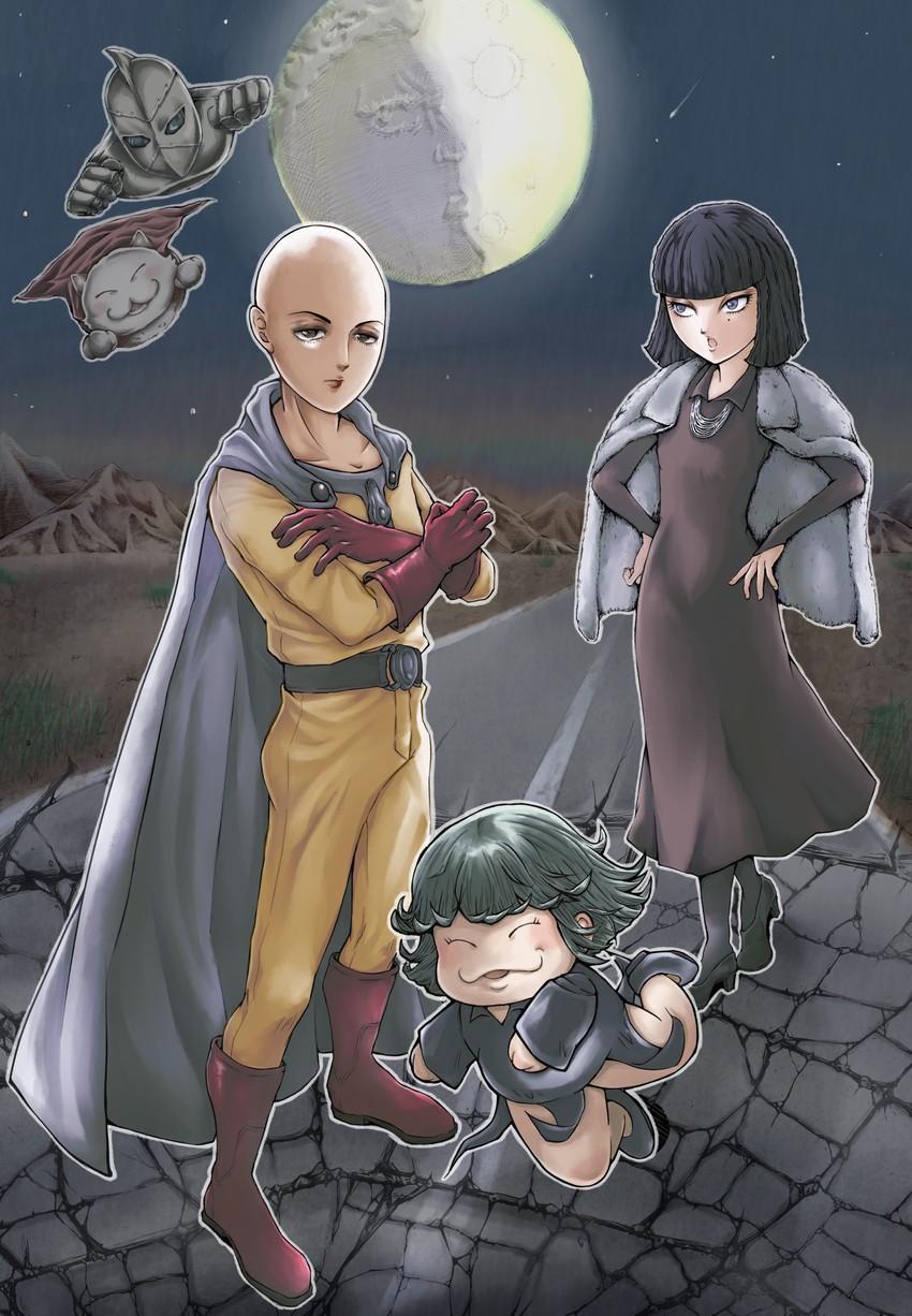 tatsumaki, fubuki, and saitama (one-punch man) drawn by nikiita
