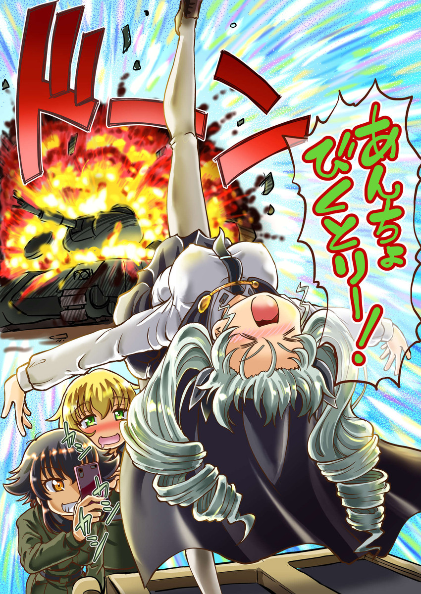 anchovy, pepperoni, and carpaccio (girls und panzer and 2 more) drawn by sumino_yuuji