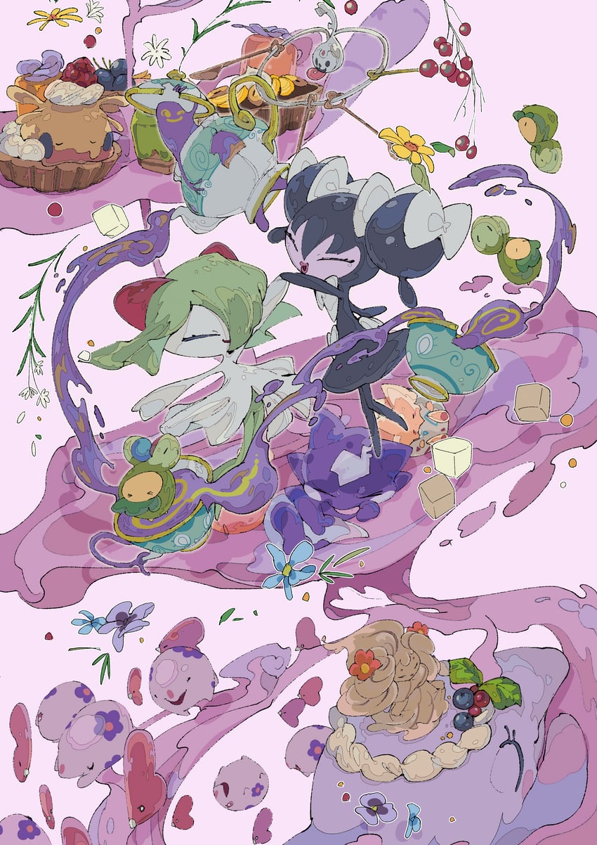 kirlia, alcremie, togepi, goomy, luvdisc, and 7 more (pokemon) drawn by 0_ici_0