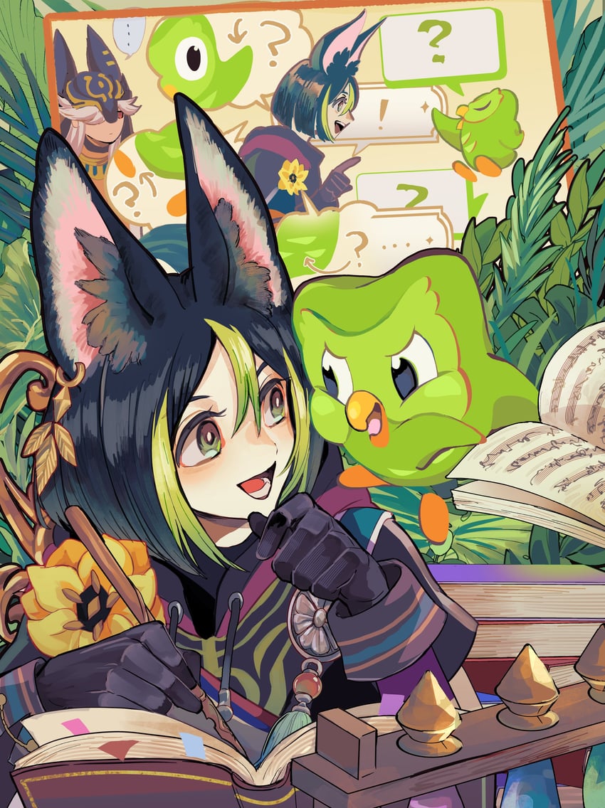 tighnari, cyno, and duo (genshin impact and 1 more) drawn by tonbippo08