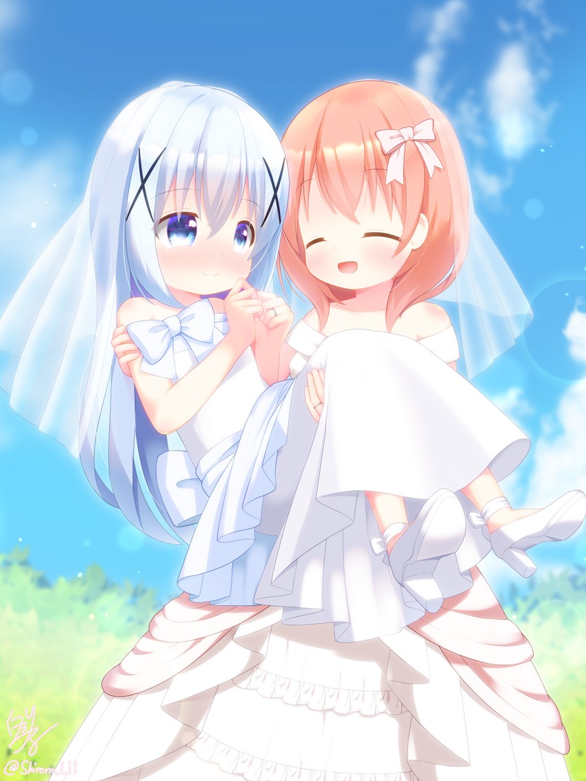 kafuu chino and hoto cocoa (gochuumon wa usagi desu ka?) drawn by shirano_riru
