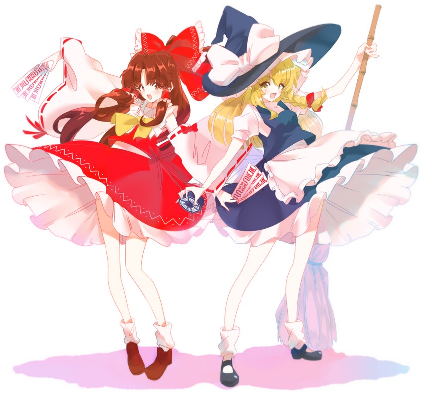 hakurei reimu and kirisame marisa (touhou) drawn by kan_(tachi)