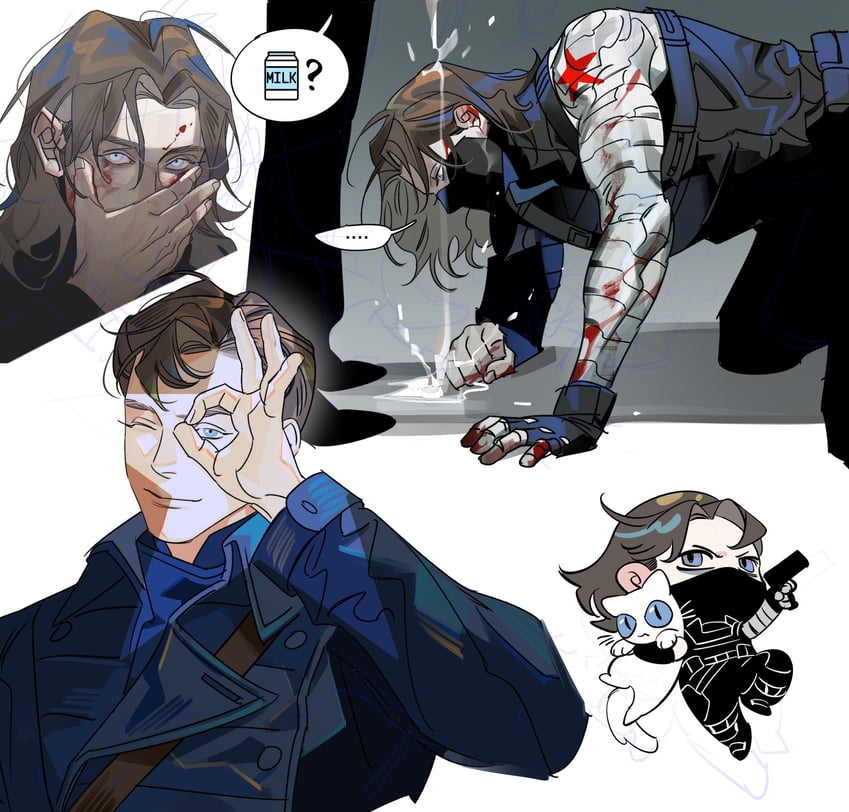 bucky barnes and winter soldier (marvel and 4 more) drawn by karmaho