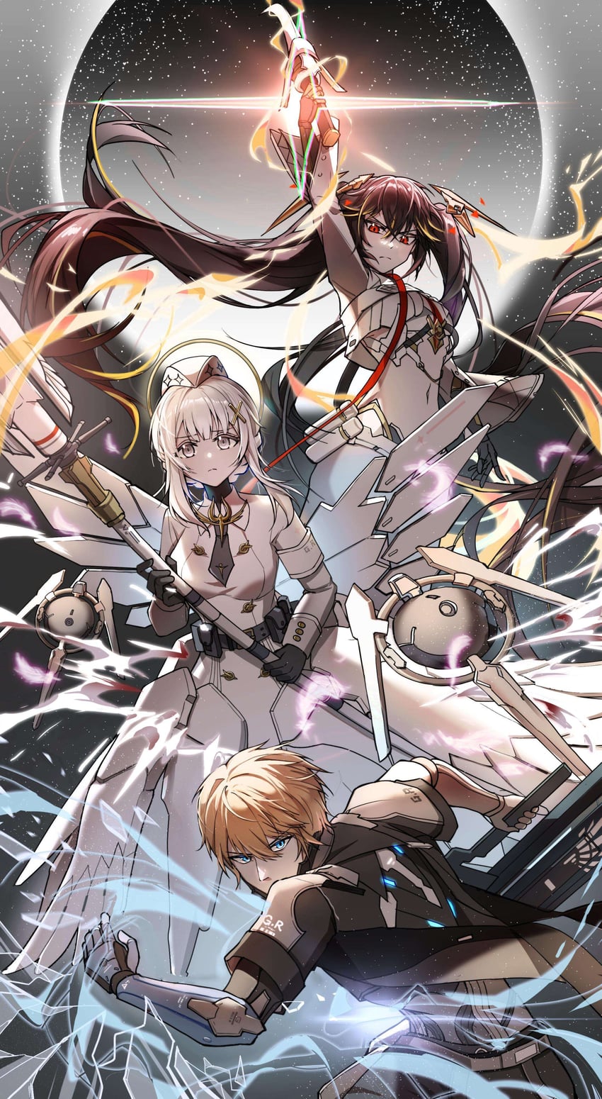 lucia, liv, lee, liv: empyrea, lucia: pyroath, and 1 more (punishing: gray raven) drawn by qinling_qiufeng