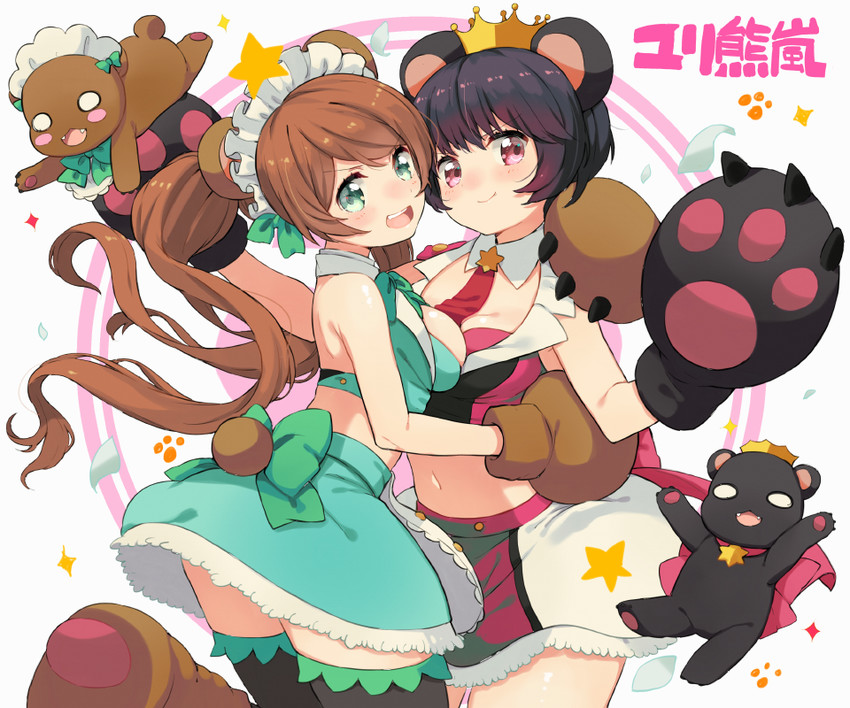 yurishiro ginko and yurigasaki lulu (yuri kuma arashi) drawn by haruken