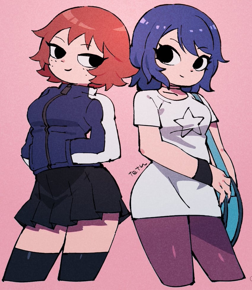 ramona flowers and kim pine (scott pilgrim) drawn by tetsu_(teppei)