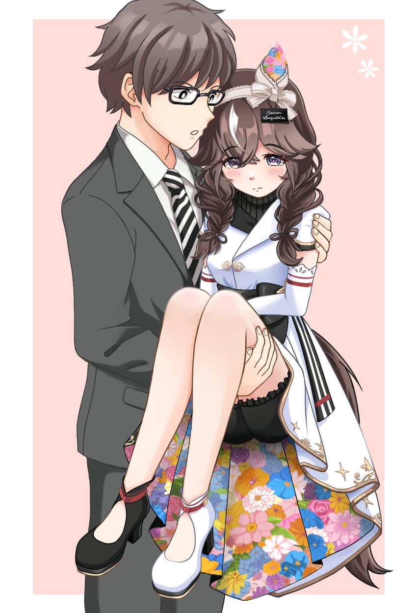 trainer and curren bouquetd'or (umamusume) drawn by kuroneko86