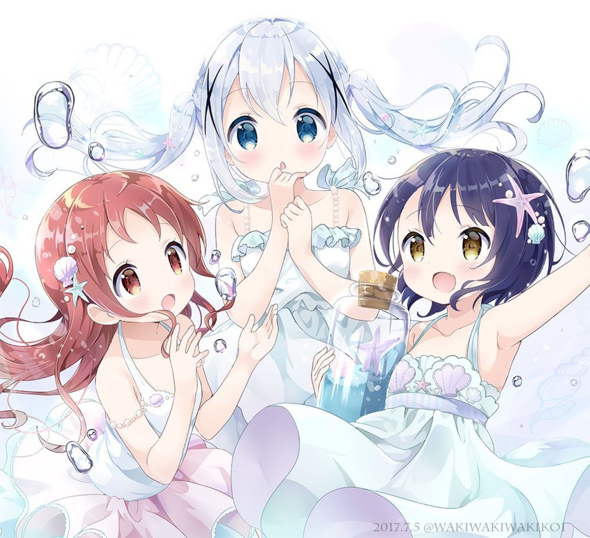 kafuu chino, jouga maya, and natsu megumi (gochuumon wa usagi desu ka?) drawn by neki_(wakiko)
