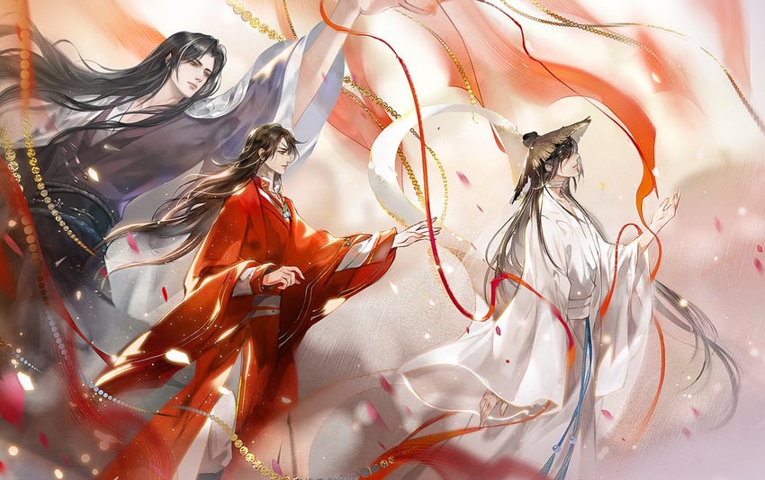 xie lian, hua cheng, and chan yuan (tianguan cifu and 1 more) drawn by ye_dian_pikaqiu