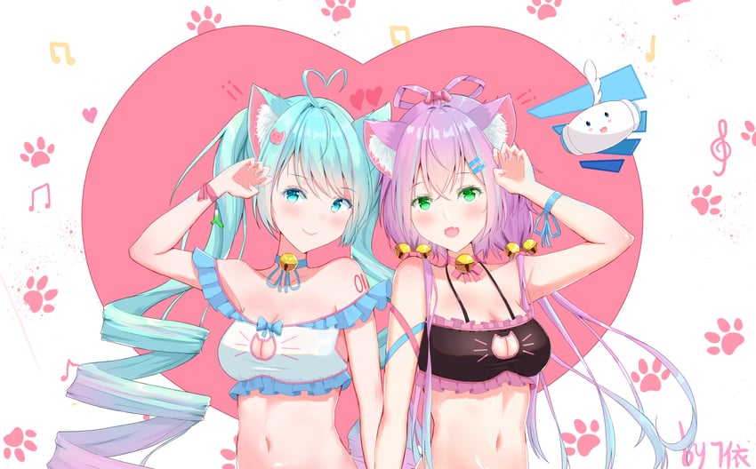 hatsune miku and luo tianyi (vocaloid and 1 more) drawn by 71-fen_xiansheng_you