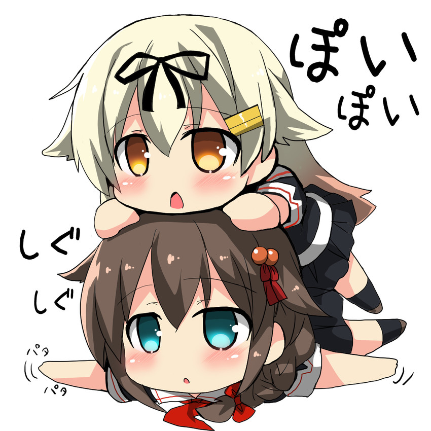 shigure, yuudachi, shigure kai ni, and yuudachi kai ni (kantai collection) drawn by oshiruko_(uminekotei)
