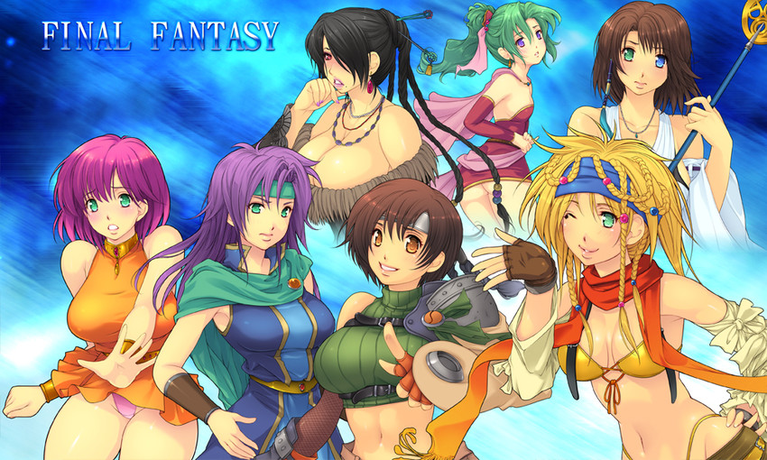 yuffie kisaragi, terra branford, yuna, lenna charlotte tycoon, faris scherwiz, and 3 more (final fantasy and 5 more) drawn by yoko_juusuke