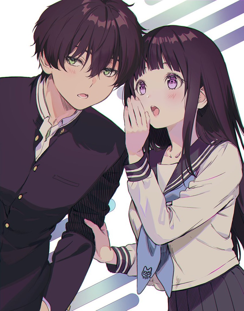 chitanda eru and oreki houtarou (hyouka) drawn by mery_(yangmalgage)