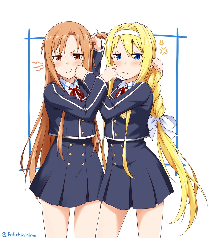 asuna and alice zuberg (sword art online and 1 more) drawn by felutiahime