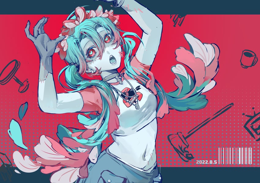hatsune miku (vocaloid and 1 more) drawn by kako_(pixiv77158173)
