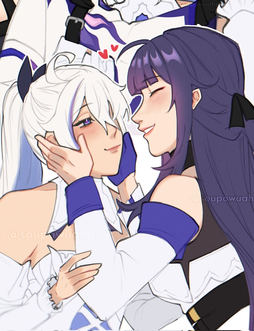 kiana kaslana and raiden mei (honkai and 1 more) drawn by soupowuahq