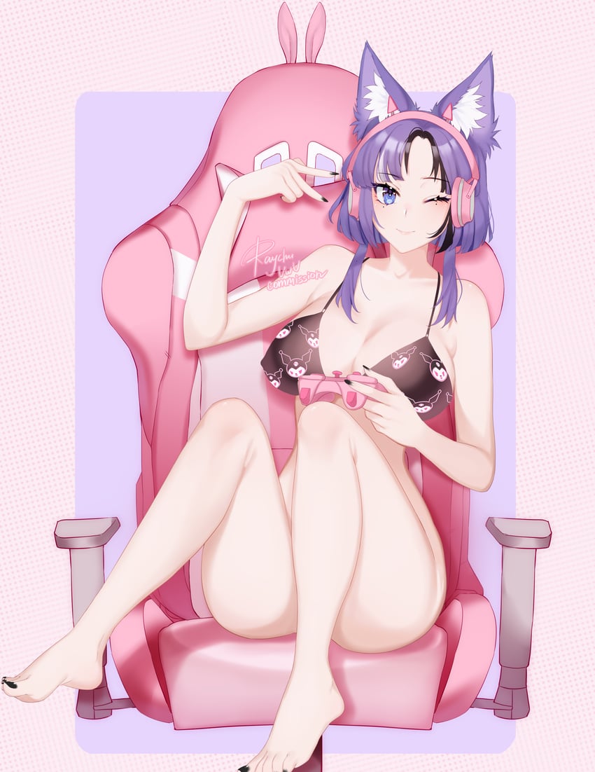 kuromi and awful queen (indie virtual youtuber and 2 more) drawn by raychu