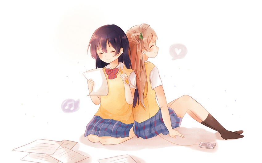 sonoda umi and minami kotori (love live! and 1 more) drawn by pan_(pansui)