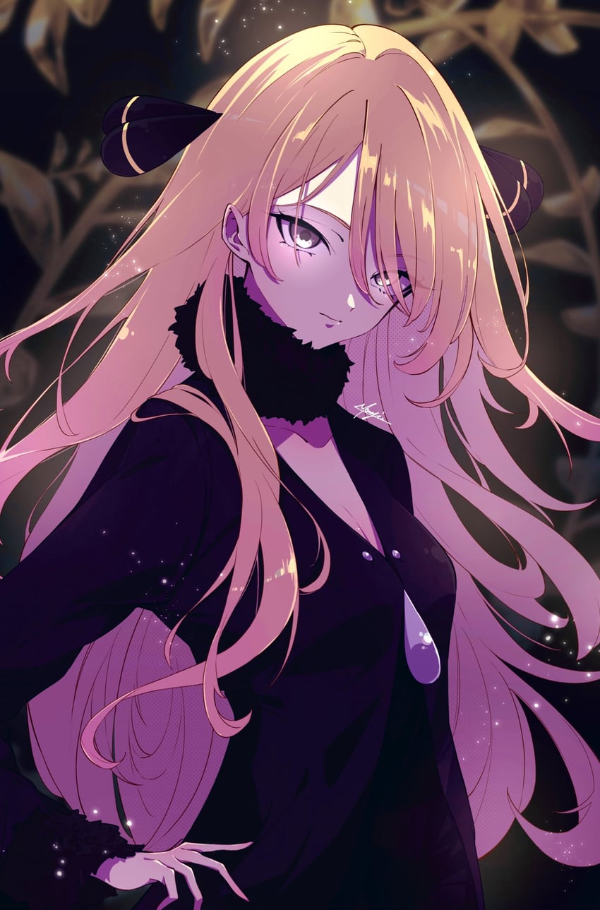 cynthia (pokemon and 1 more) drawn by marie_(pixiv59672544)