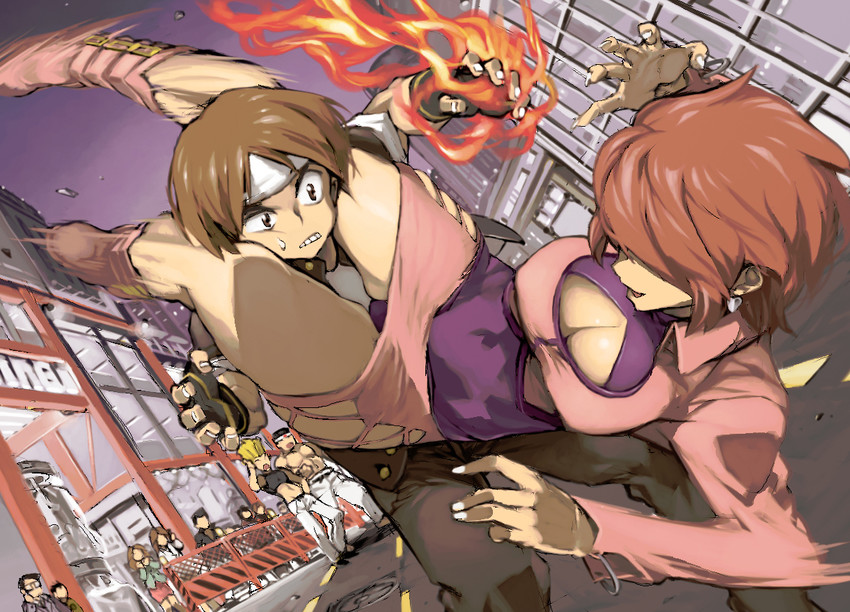 shermie, kusanagi kyou, nikaidou benimaru, and daimon gorou (the king of fighters) drawn by ysk!
