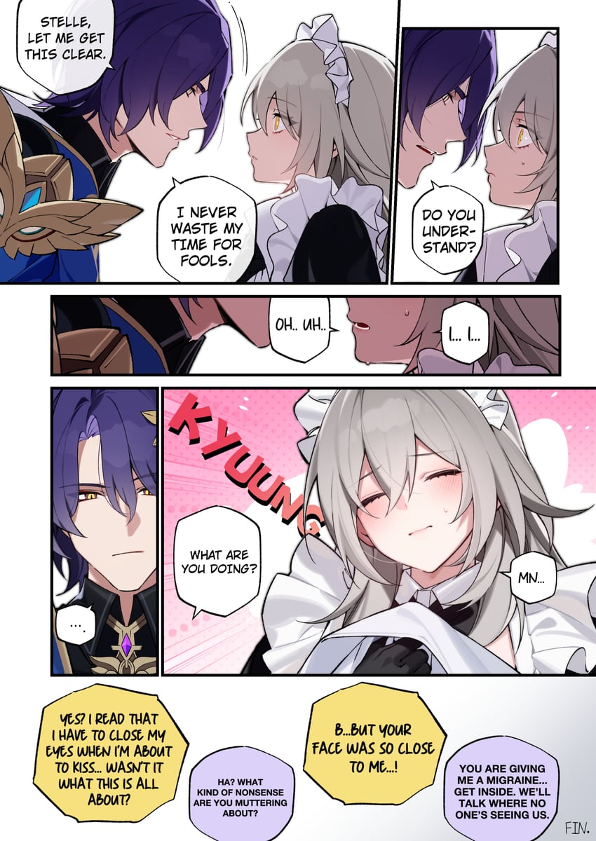 trailblazer, stelle, and dr. ratio (honkai and 1 more) drawn by bechu