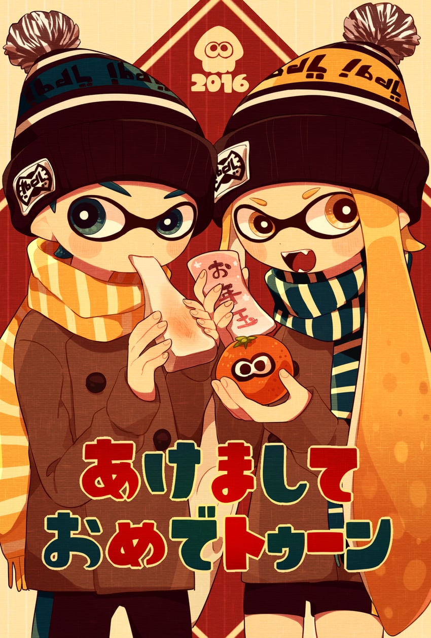 inkling player character, inkling girl, and inkling boy (splatoon and 1 more) drawn by ma-to