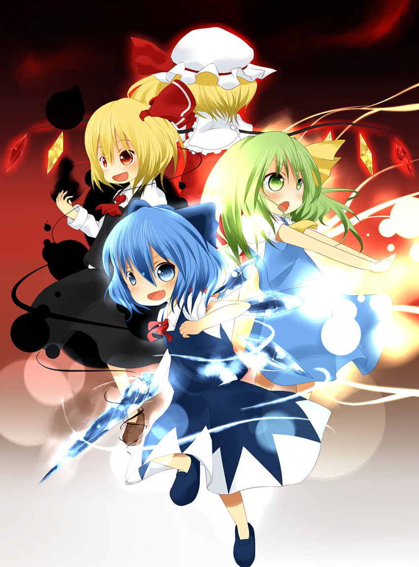 flandre scarlet, cirno, rumia, and daiyousei (touhou) drawn by akisha