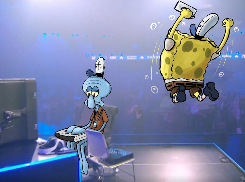 spongebob squarepants and squidward tentacles (spongebob squarepants and 1 more) drawn by mcsquiddies