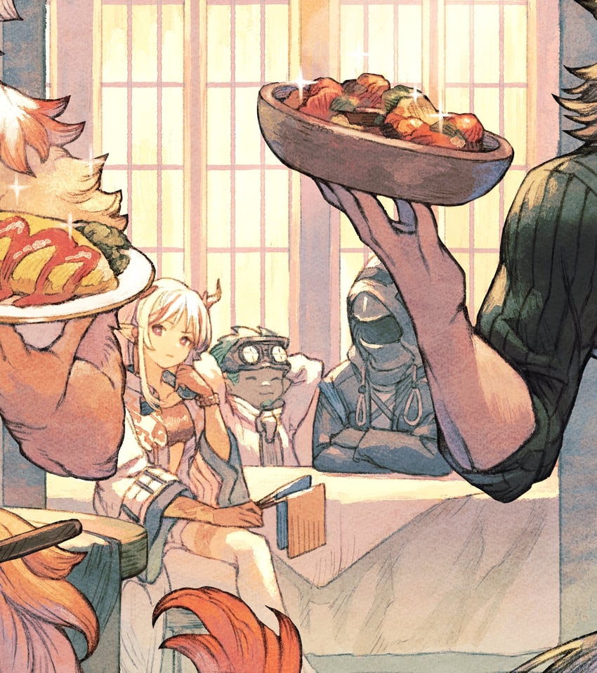 doctor, nian, hung, matterhorn, and ethan (arknights and 1 more) drawn by maeka_(kumaekake)