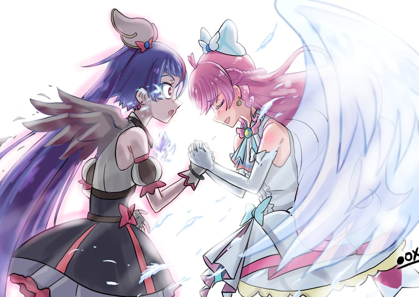 sora harewataru, nijigaoka mashiro, cure sky, and cure prism (precure and 1 more) drawn by black_ox_(0-max)