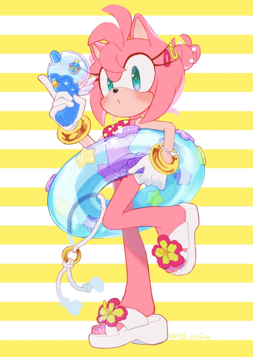 amy rose and neutral chao (sonic and 1 more) drawn by konjiki_ringo