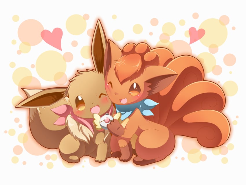 eevee and vulpix (pokemon and 1 more) drawn by neru_(neruneruru)
