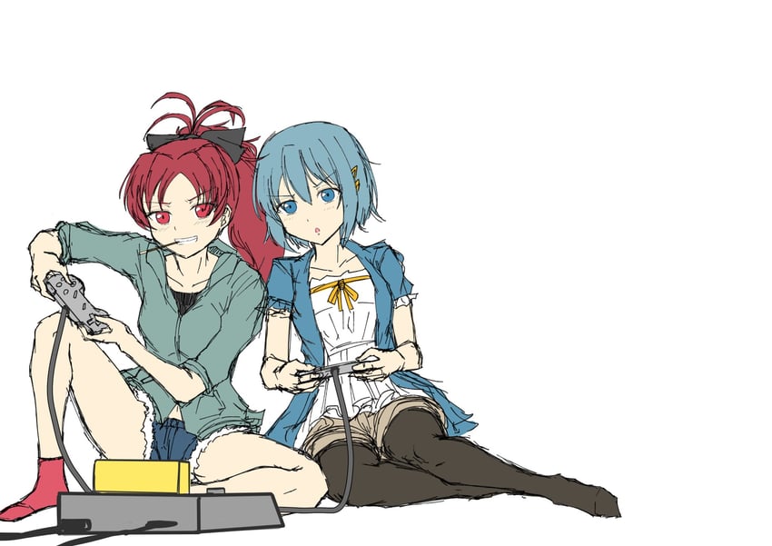 miki sayaka and sakura kyoko (mahou shoujo madoka magica) drawn by gkgk2gk22